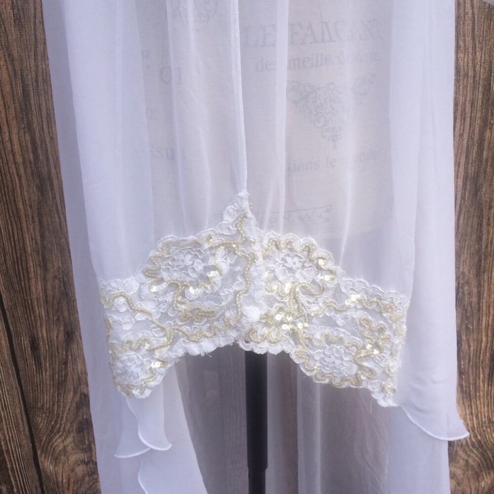 Vintage Blanche sheer white peignoir with lace and sequins Women's small - Picture 4 of 7